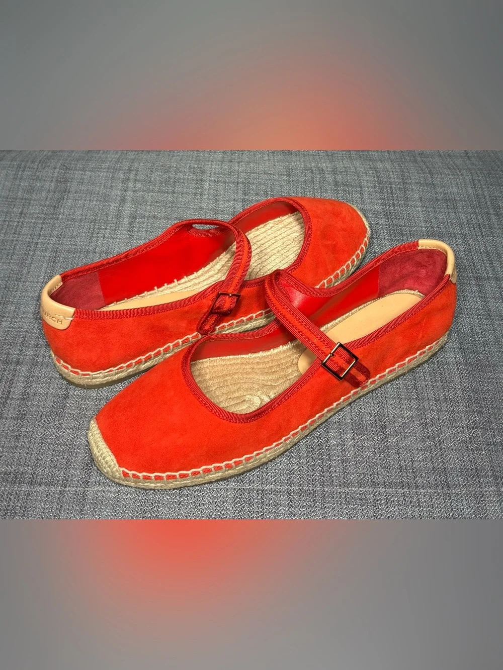 Tory Burch Suede Mary-Jane Espadrille Flats Blazing Red Size 9M